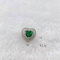 Silver stainless steel heart charm with green gemstone and zircon halo, 15mm size - Silver Heart with Green Gem (Style 199)