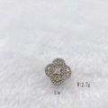 Silver clover charm with cubic zirconia pavé setting and central square stone, 15.3mm - Silver Four-leaf Clover (Style 201)