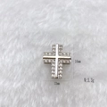 Cross pendant charm in silver finish with white cubic zirconia for DIY bracelets - Silver Cross (Style 209)