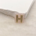 Eleganter goldener Buchstabe H Anhänger mit Kristallen auf rosa Naturstein Quadrat - Buchstabe H (Nur Anhänger) / 20x18 mm / Rosa