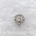 Silver 15mm Virgin Mary heart charm with zircons for 10mm mesh strap bracelet - Silver Heart Frame Virgin Mary (Style 215)