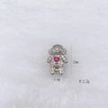 Silver girl charm with white zircon and red heart stone for stainless steel bracelet - Silver Red Heart Figure Style (Style 223)