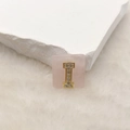 Quadratischer rosa Naturstein-Anhänger mit goldenem Buchstaben I und Kristallen - Buchstabe I (Nur Anhänger) / 20x18 mm / Rosa