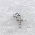 Silver stainless steel cross pendant with white zircons for 10mm mesh bracelet DIY charm - Silver Slider Cross (Style 217)