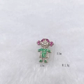 Exquisite silver girl charm with purple and green zircon crystals, size 15.5x11.5mm - Silver-Tone Colorful Girl Shaped (227 Styles)