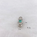 Exquisite silver figurine charm with green heart zircon and pave-set stones - Silver Green Heart Figure Style (Style 229)