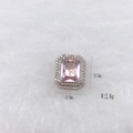 Pink emerald-cut zircon pendant on silver base with detailed size and weight specs - Silver Tone Pink Rhinestone Rectangular Pendant (Model 231)