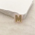 Rosa Harz-Anhänger quadratisch mit goldenem Buchstaben M und Kristallen für Ketten - Buchstabe M (Nur Anhänger) / 20x18 mm / Rosa