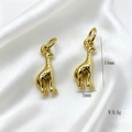 Detailed macro view of 14mm gold giraffe pendant charm with size and weight dimensions - Pendant Only (Without Chain) / Giraffe Style (#2)