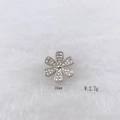 Silver flower charm with sparkling zircons on soft background for DIY bracelet - Silver Six-Petal Flower (Style 235)