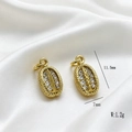 Detailed close-up of golden oval pendant with zircon inlay and 11.5x7mm dimensions - Pendant Only (Without Chain) / Oval Bean Style (#3)