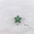 Green zircon flower charm in silver steel finish for DIY bracelet accessories - Silver Five-Petal Flower with Green Rhinestone (Style 237)