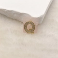 Eleganter Goldanhänger Buchstabe Q mit rosa Quarzgrund und funkelnden Kristallen - Buchstabe Q (Nur Anhänger) / 20x18 mm / Rosa