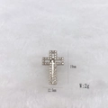 Silver stainless steel cross pendant with cubic zirconia, dimensions 19mm by 12.5mm - Silver-Tone Cross Pendant (Style 243)