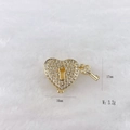 Gold heart locket charm with white zircon stones and key for DIY bracelet charms - Gold Tone Heart Lock & Key (Style 248)