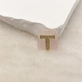 Halskette mit Buchstabe T Goldanhänger, funkelnden Zirkonia und rosa Naturstein - Buchstabe T (Nur Anhänger) / 20x18 mm / Rosa