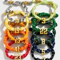 Bracelets de sport tressés multicolores avec breloques numéros dorés pour fans - Bracelet en Corde Tressée (Numéro 7) / Or