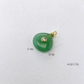 Green gemstone water-drop pendant with central zircon and golden bail 2.6g - Green Aventurine