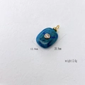Natural lapis lazuli pendant with zircon and gold bezel, size 12.8mm x 20.8mm - Blue Agate