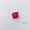 Square rose red enamel pendant necklace with center red stone in 11mm by 15.6mm - Rose Red Jade