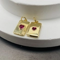 Gold-plated mini playing card Ace of Hearts pendant with red heart gemstone charm - Heart Red Stone Style (Pendant Only (Without Chain))
