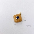 Square brown tiger eye pendant necklace with blue gemstone and gold plating - Jasper