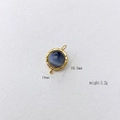Golden round pendant with 10.5mm blue cat eye gemstone and detailed metal rim - Cat's Eye (Large)