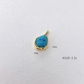 Teardrop turquoise gemstone pendant with gold trim, size 14x8mm and weight 1.1g - Blue Turquoise Teardrop