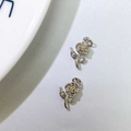 Detail view of two silver rose pendants featuring sparkling zircon flower and leaf accents - Pendant Only (Without Chain)-Micro-inlaid Rose (Style D) / Silver