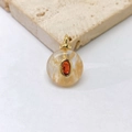 Detailed macro view of a spherical pendant with natural stone and golden metal finish - Sphere Style / Pendant Only (No Chain) / Coffee Crystal