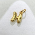Detailed macro shot of a golden bubble letter H pendant with a high-polished mirror finish - Gold Letter H / Pendant Only (Without Chain)