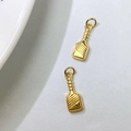 Detailed close-up of two golden pickleball paddle charms for DIY jewelry making - Pendant Only (Without Chain)-Pickleball Paddle (Style I) / Gold