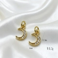 French style 18K gold plated moon pendants set with brilliant white zircon stones - Sparkling Zirconia Moon (Style M) / Pendant Only (Without Chain)