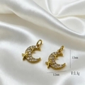18K gold plated moon and star pendant with zircons for luxury necklace jewelry - Star & Moon Zirconia Charm (Style N) / Pendant Only (Without Chain)