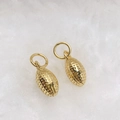 Detail of golden American football charms with textured surface for DIY jewelry making - Necklace-Textured Rugby (Style N) / Gold
