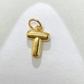 Chubby bubble style letter T pendant in gold finish for personalized necklaces - Gold Letter T / Pendant Only (Without Chain)