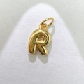Colgante letra R burbuja 3D dorada pulida para collares personalizados - Letra R Dorada / Colgante Solo (Sin Cadena)