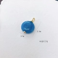 Blauwe ovale turquoise hanger met gouden oog, 21,5 mm edelsteen sieraad accessoire - Sponskristal Platte Ronde Stijl (#9 Sponge Crystal)