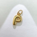 Colgante de letra P burbuja bañado en oro con acabado brillante para collares - Letra P Dorada / Colgante Solo (Sin Cadena)