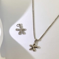 Silver star flower pendant necklace with shimmering zircon stones and box chain style - Silver Six-Pointed Star Flower (D Style) / Pendant Only (No Chain)