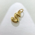 Colgante dorado letra S con efecto burbuja 3D metálico para collar y pulsera - Letra S Dorada / Colgante Solo (Sin Cadena)