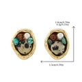 Pendientes de garra de gato retro dorados con incrustaciones de mármol y turquesa - Estilo Jaspe Dálmata y Turquesa