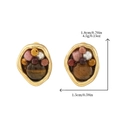 Pendientes vintage con piedra de ojo de tigre natural y perlas en marco de aleación oro - Estilo Ojo de Tigre y Rodonita