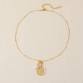Collar de latón bañado en oro de 18K con perla y colgante de moneda en relieve - Aries