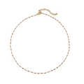 Collar minimalista de cuentas doradas con piedras rojas naturales y cierre ajustable - Cadena Simple de Esmalte Rojo