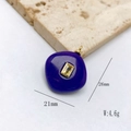 Purple square stone pendant necklace with gold trim and yellow zircon stone inlay - Rounded Square Style / Pendant Only (No Chain) / Purple Jade