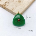 Triangle green stone pendant with red gemstone inlay, 24.5mm size in gold finish - Triangular Emerald Tone Style / Pendant Only (No Chain) / Malay Jade