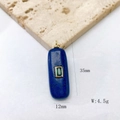 Lapis Lazuli rectangle pendant with green gemstone inlay and golden frame dimensions - Large Rectangle Style / Pendant Only (No Chain) / Large Lapis Lazuli