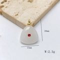 White triangle agate stone pendant with red gemstone inlay and golden clasp dimensions - Triangle Style / Pendant Only (No Chain) / White Agate (Red Zirconia)