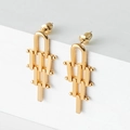 Pendientes modernos de latón bañados en oro de 18K con barras geométricas largas - Estilo Corto Oro 18K